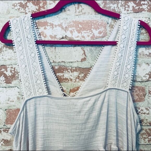 Cream Cotton Blend Bohemian Sleeveless Top Size 20 - Picture 7 of 13